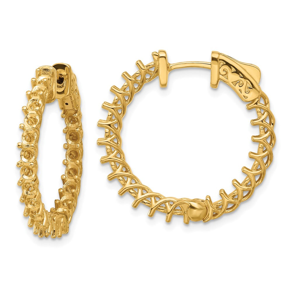 Polished;14k Yellow gold;Safety clasp;Hinged hoop