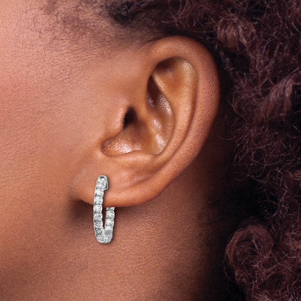 14k White Gold (Holds 30-2.3mm Round) In/Out Hoop w/Safety Clasp Earring Mountings