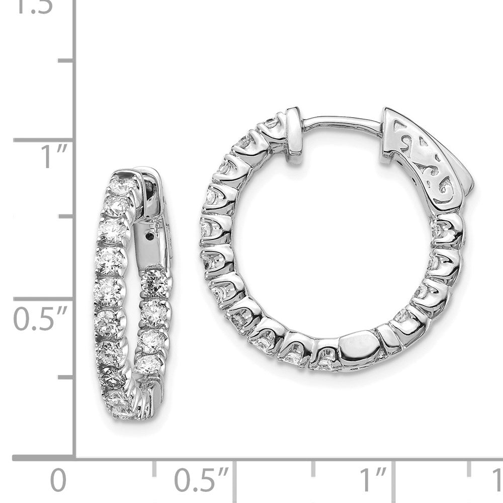 14k White Gold (Holds 30-2.3mm Round) In/Out Hoop w/Safety Clasp Earring Mountings