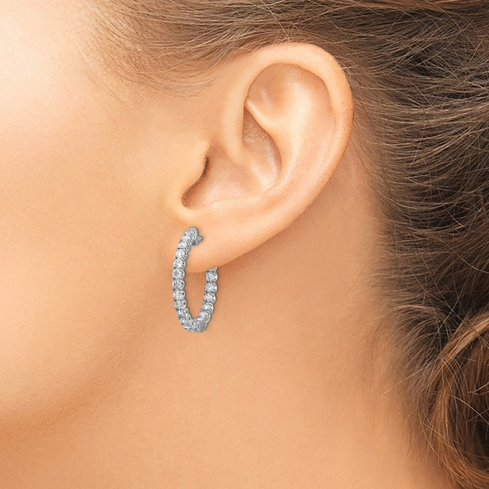 14k White Gold (Holds 40-2.3mm Round) In/Out Hoop w/Safety Clasp Earring Mountings