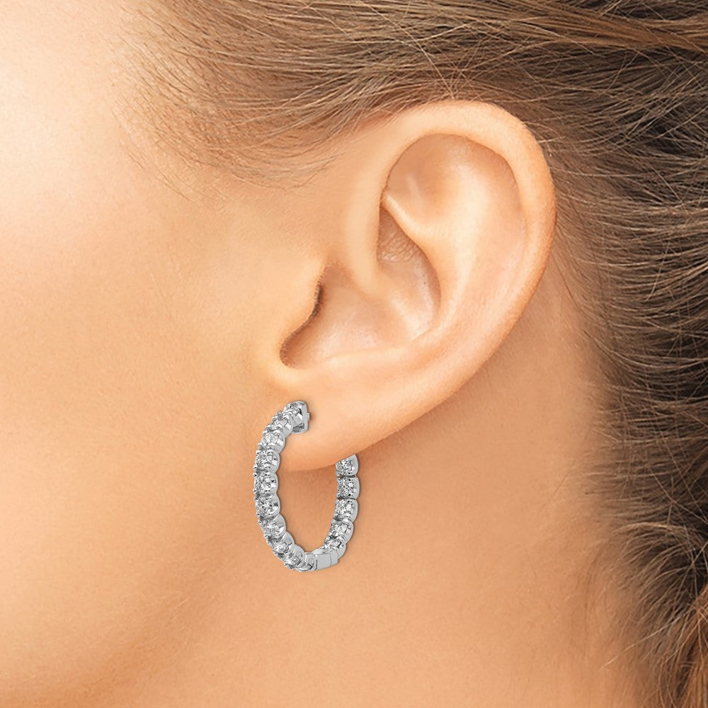 14k White Gold (Holds 30-2.9mm Round) In/Out Hoop w/Safety Clasp Earring Mountings