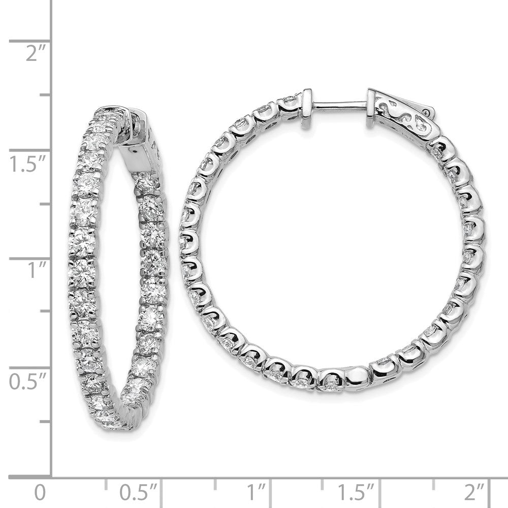 14k White Gold 4.8 carat AA Diamond Round In/Out Hoop w/Safety Clasp Earrings