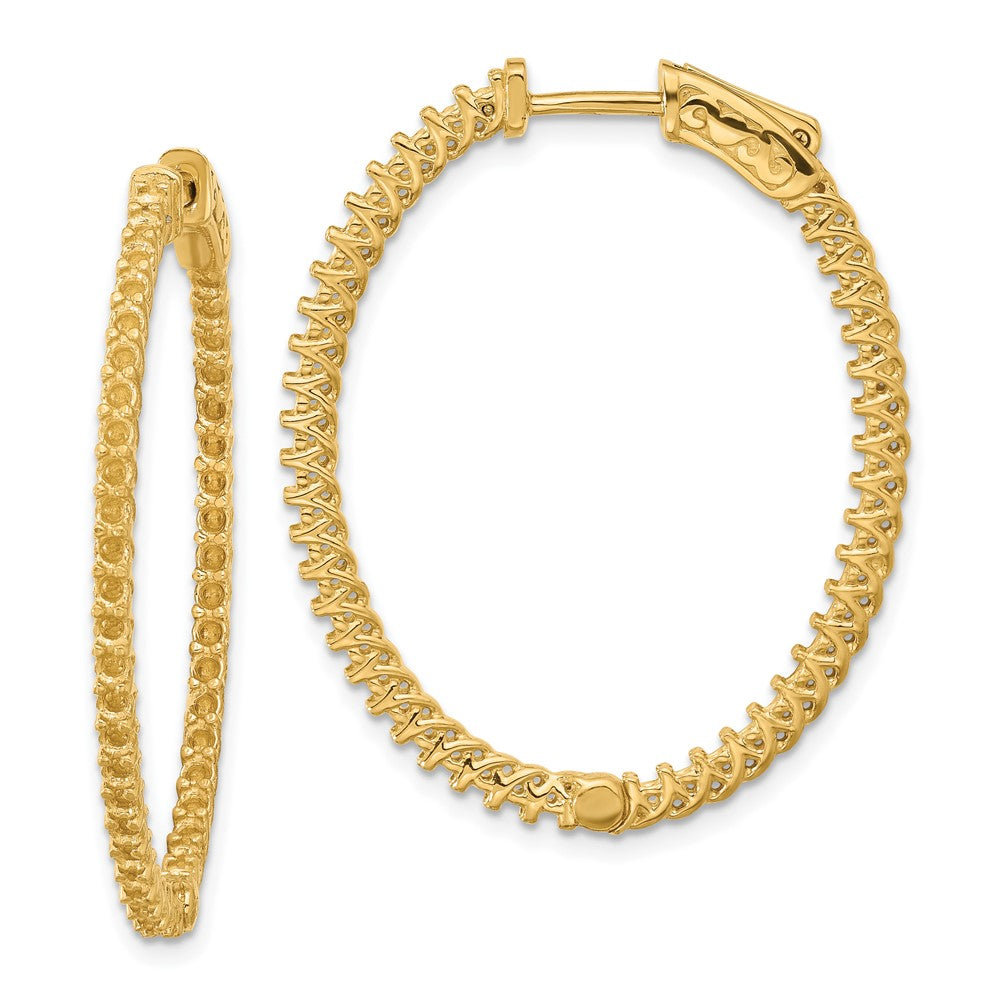 Polished;14k Yellow gold;Safety clasp;Hinged hoop