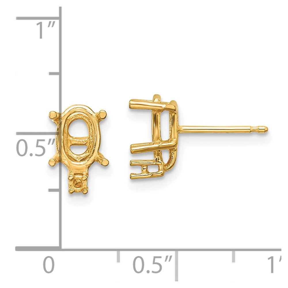 14k 7x5 Oval and Diamond Post Earring Mountings
