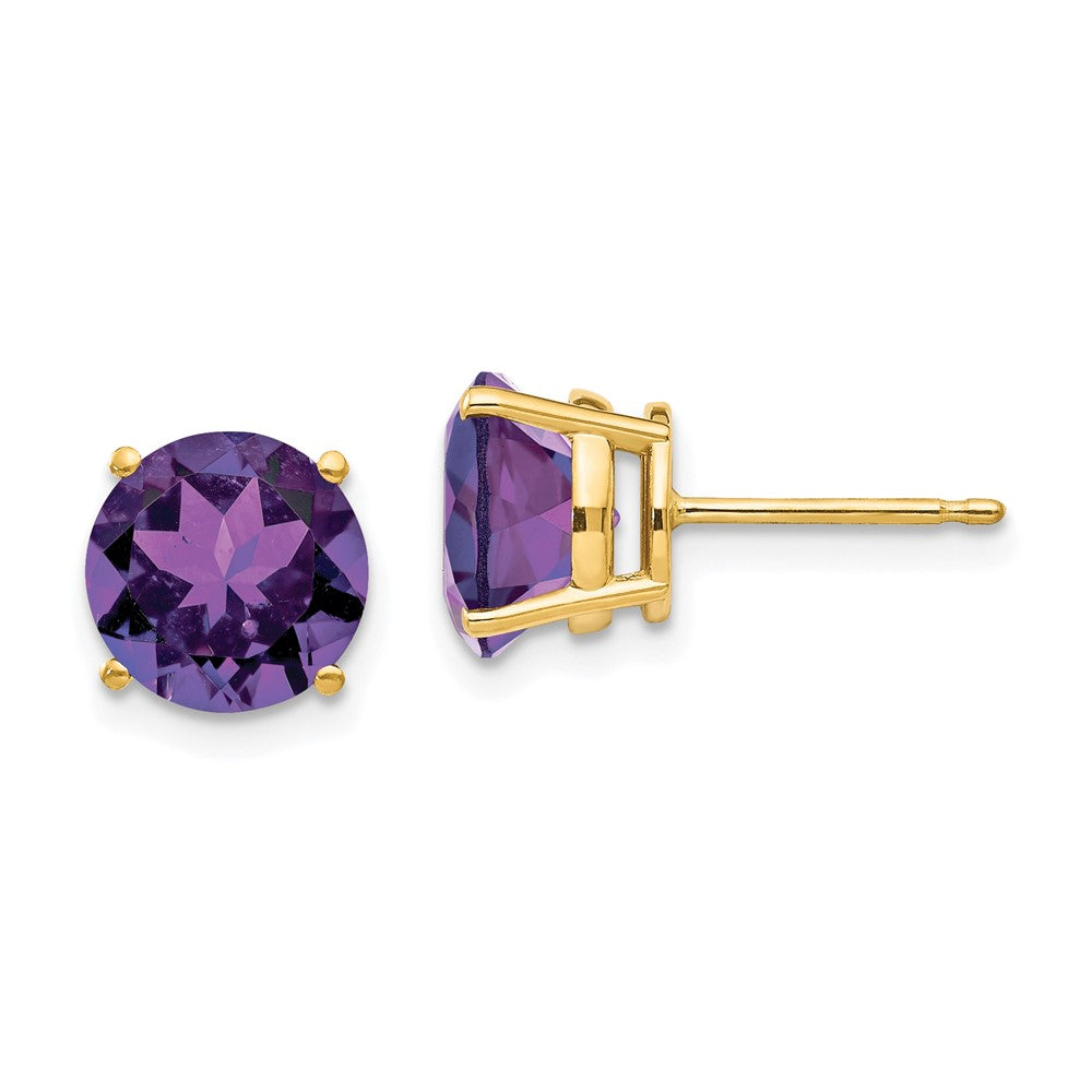 14k Yellow gold;Post;Amethyst