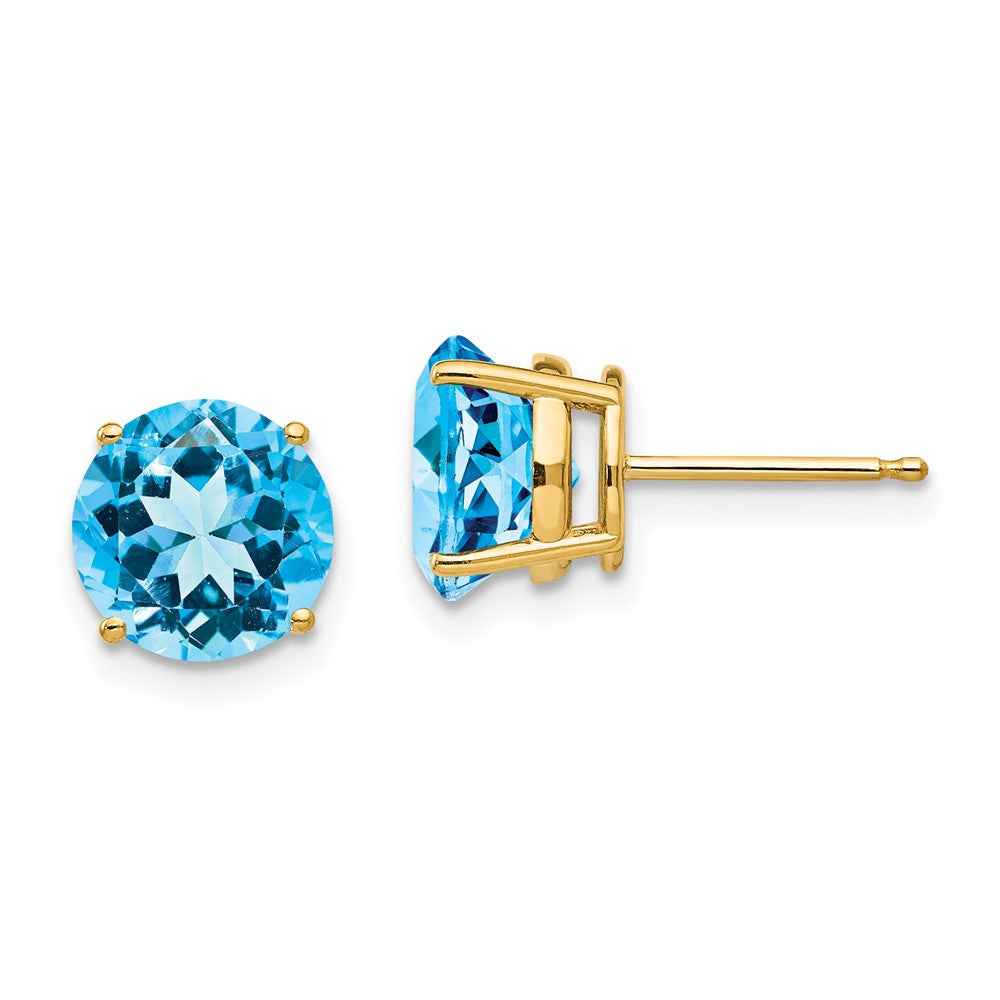 14k Yellow gold;Post;Blue topaz
