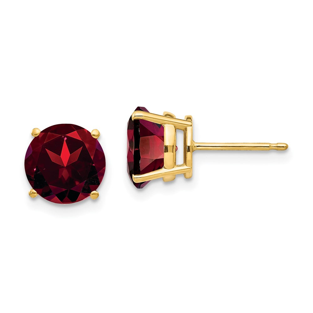 14k Yellow gold;Post;Garnet