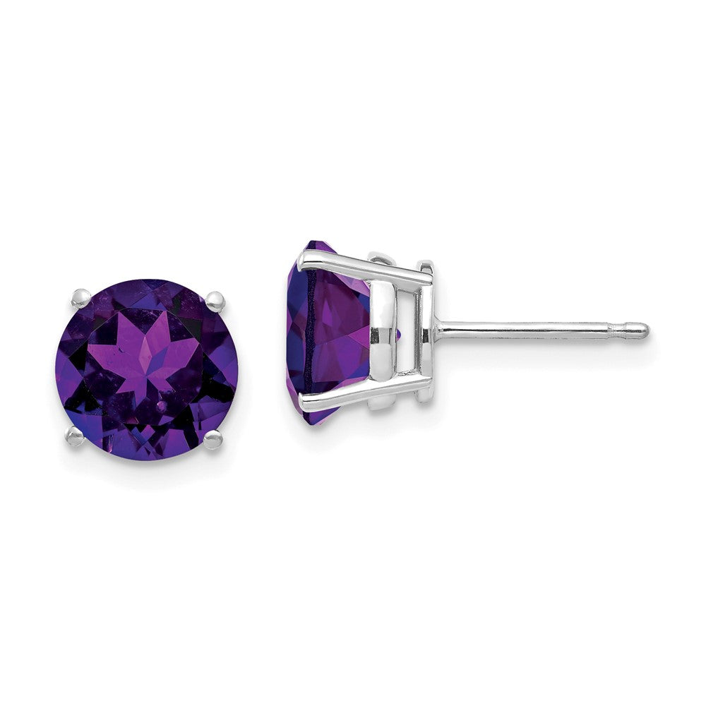 14K White gold;Post;Amethyst