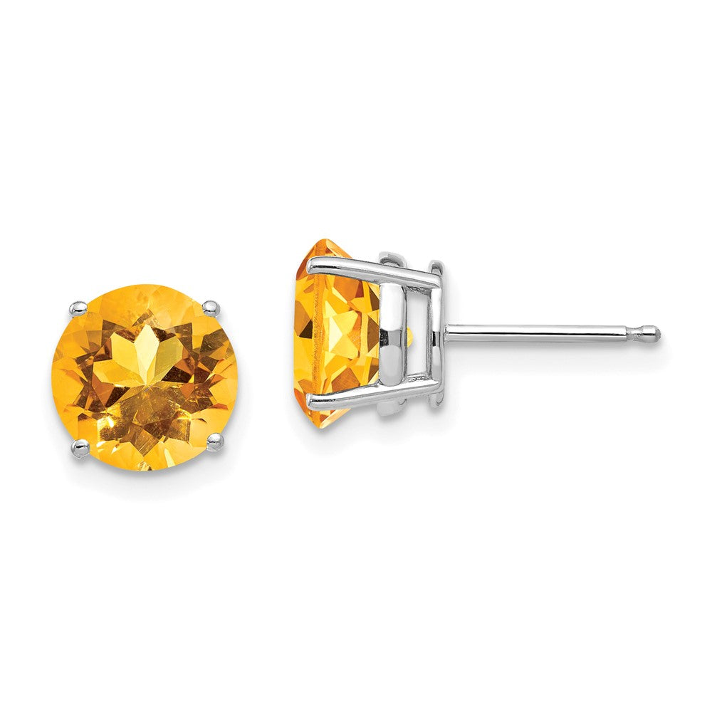 14K White gold;Post;Citrine
