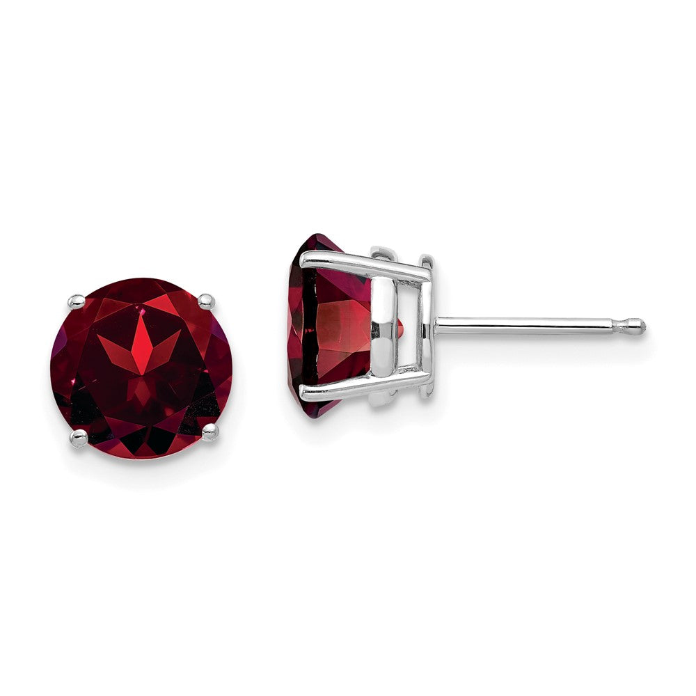 14K White gold;Post;Garnet