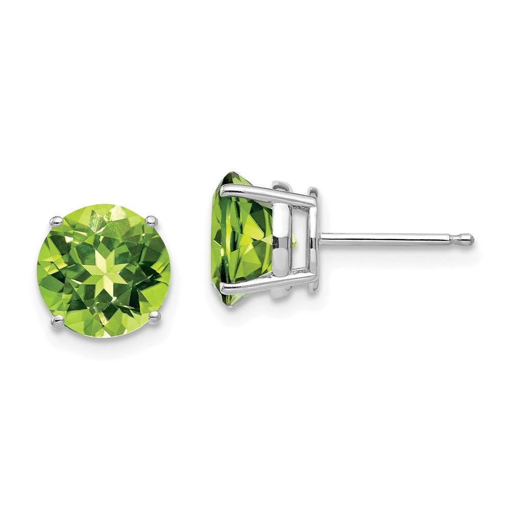 14K White gold;Post;Peridot