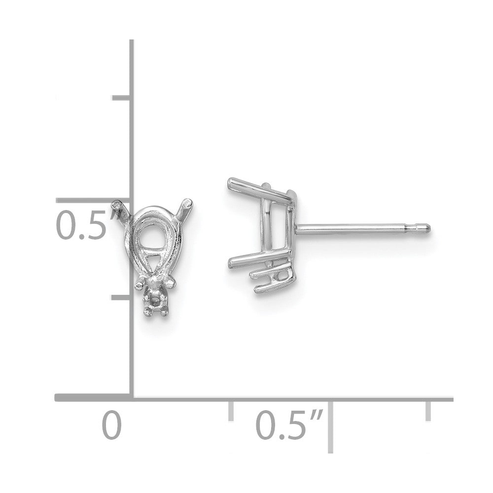 14k White Gold 6x4mm Pear and Quality Diamond Post Earring Mountings