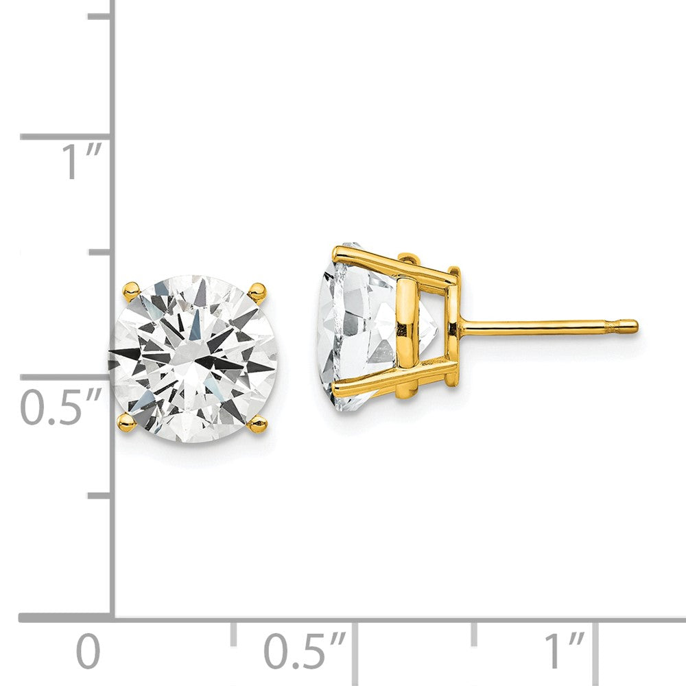 14k 9mm Round Cubic Zirconia Post Earrings