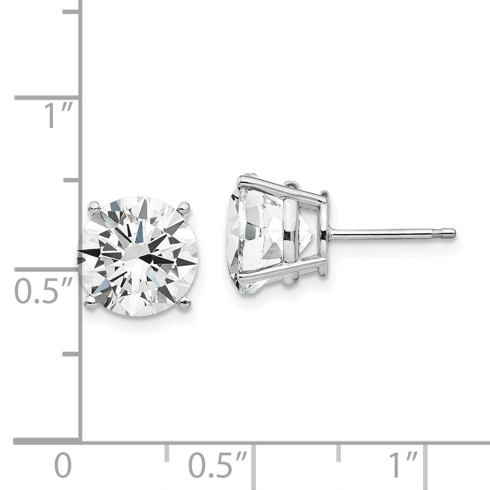 14k White Gold 9mm Round Cubic Zirconia Post Earrings
