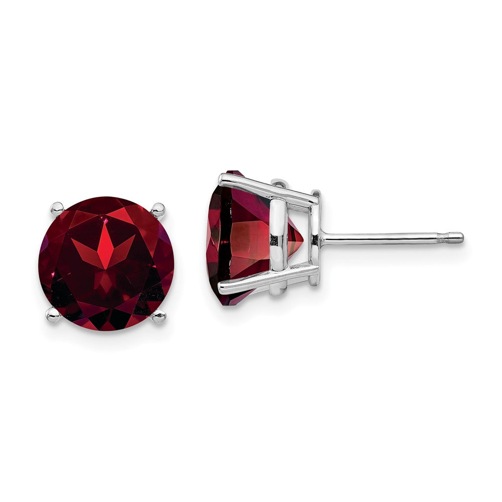 14K White gold;Post;Garnet