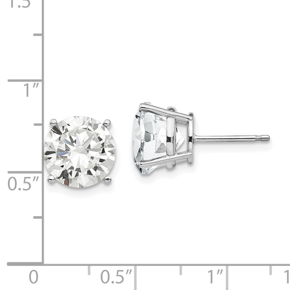14k White Gold 10mm Round Cubic Zirconia Post Earrings