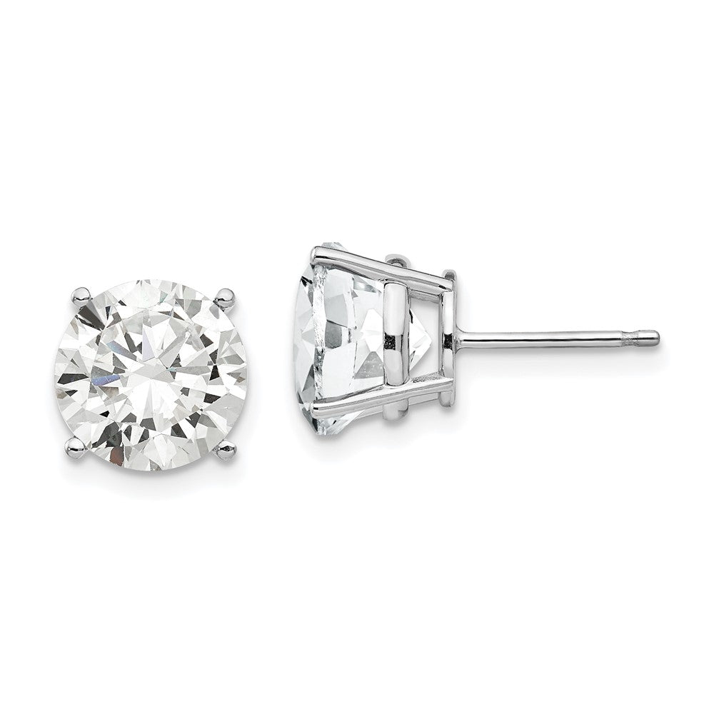14K White gold;Post;CZ