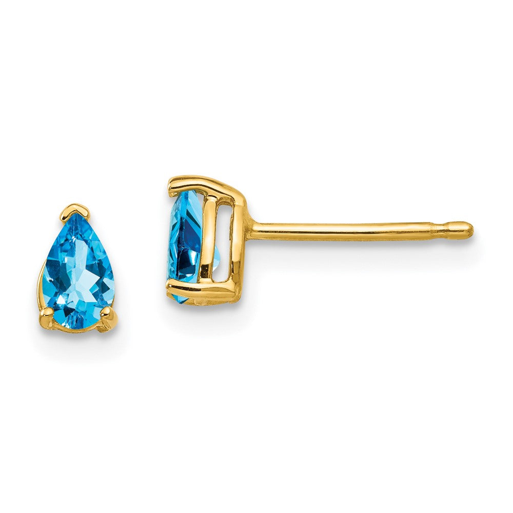 14k Yellow gold;Post;Blue topaz
