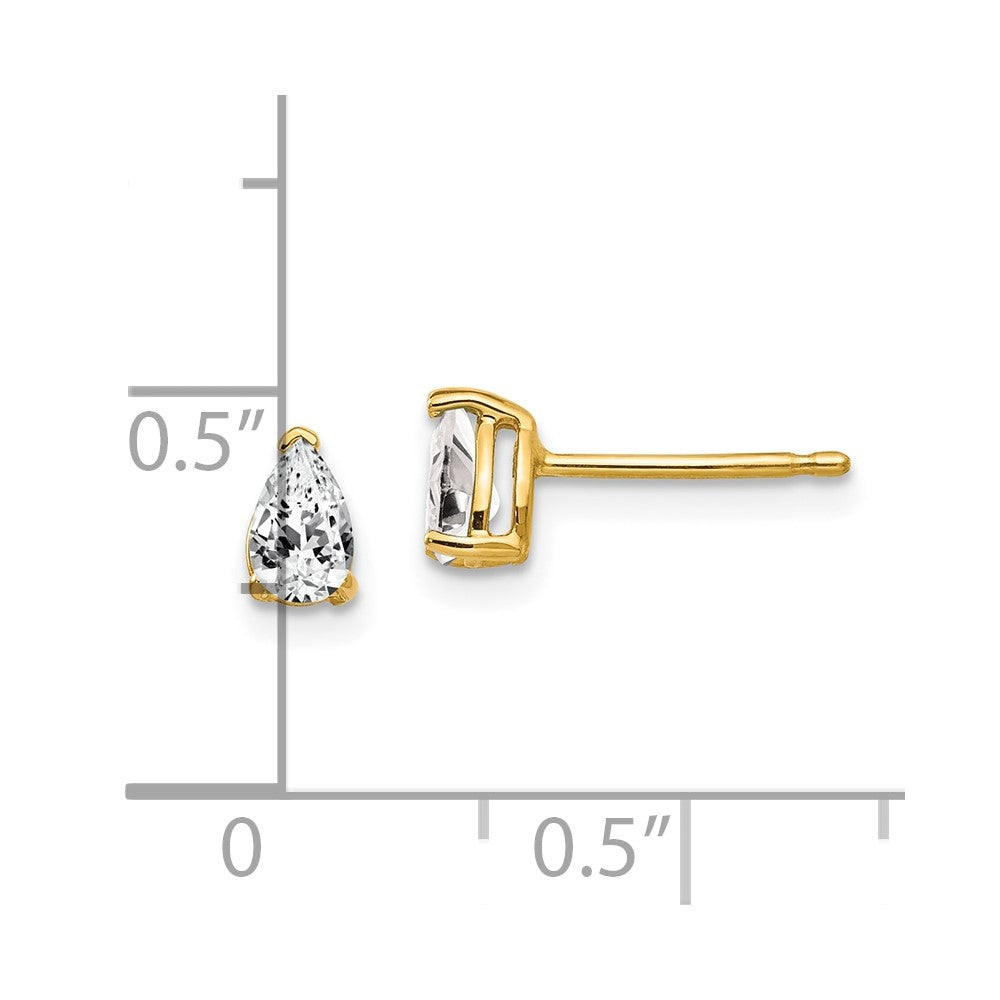 14k 5x3mm Pear Cubic Zirconia Post Earrings