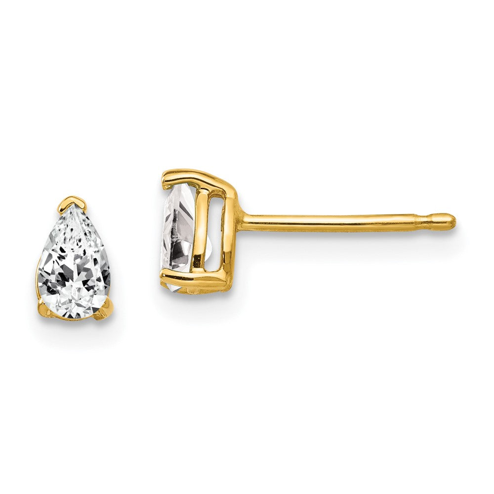14k Yellow gold;Post;CZ