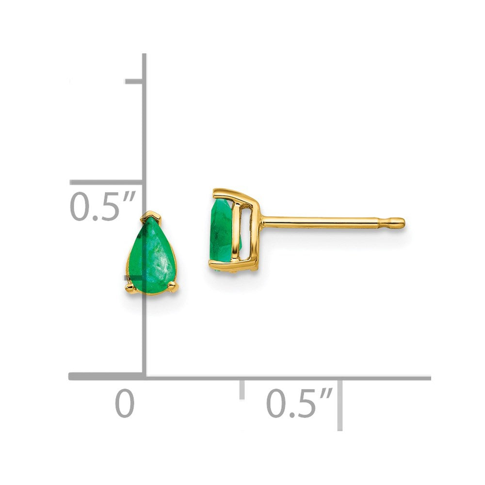 14k 5x3mm Pear Emerald Post Earrings