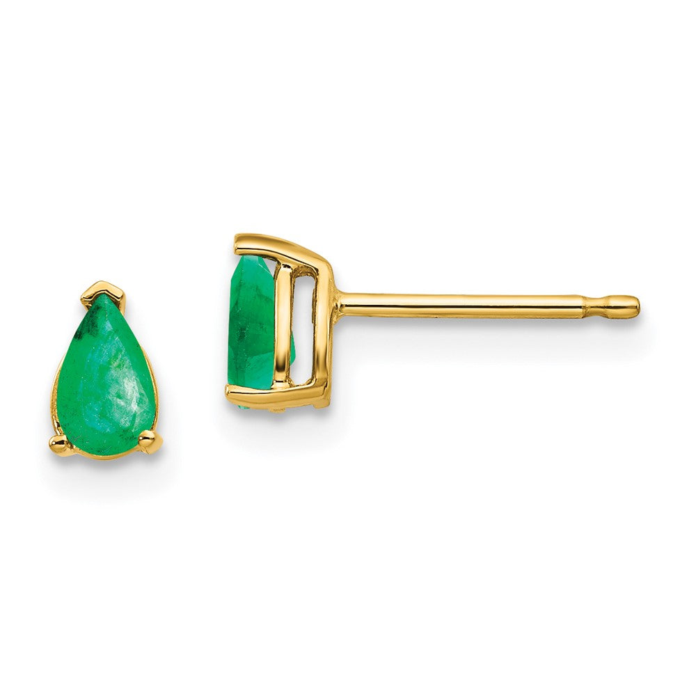 14k Yellow gold;Post;Emerald