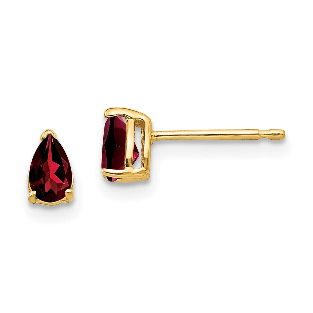 14k Yellow gold;Post;Garnet