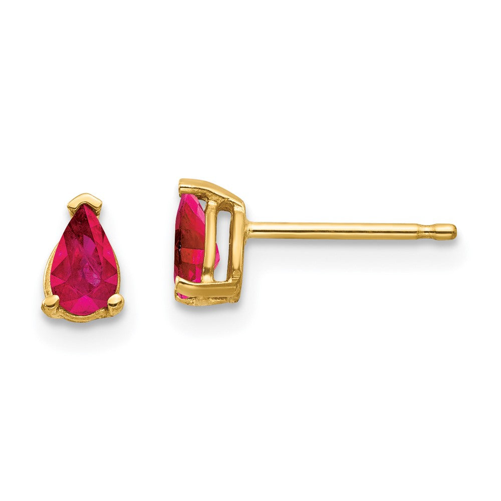 14k Yellow gold;Post;Ruby