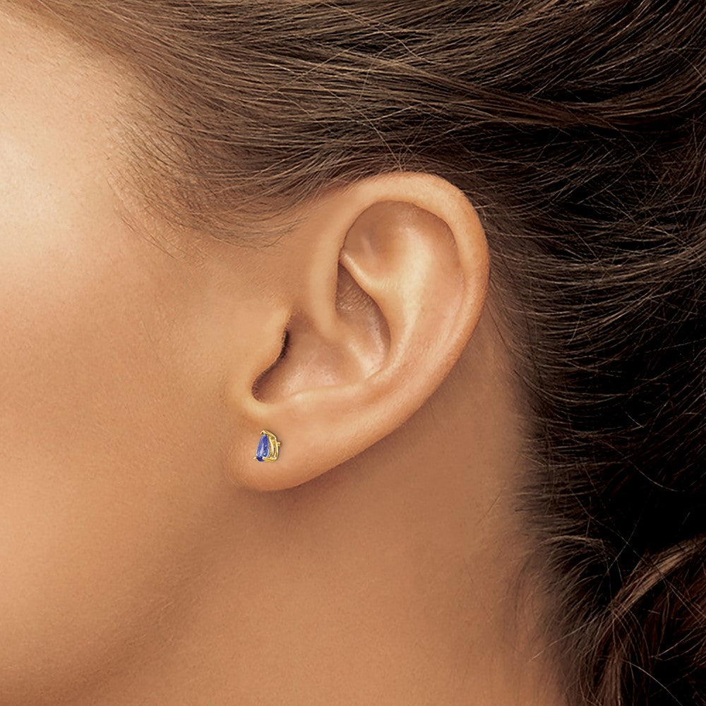 14k 5x3mm Pear Tanzanite Post Earrings