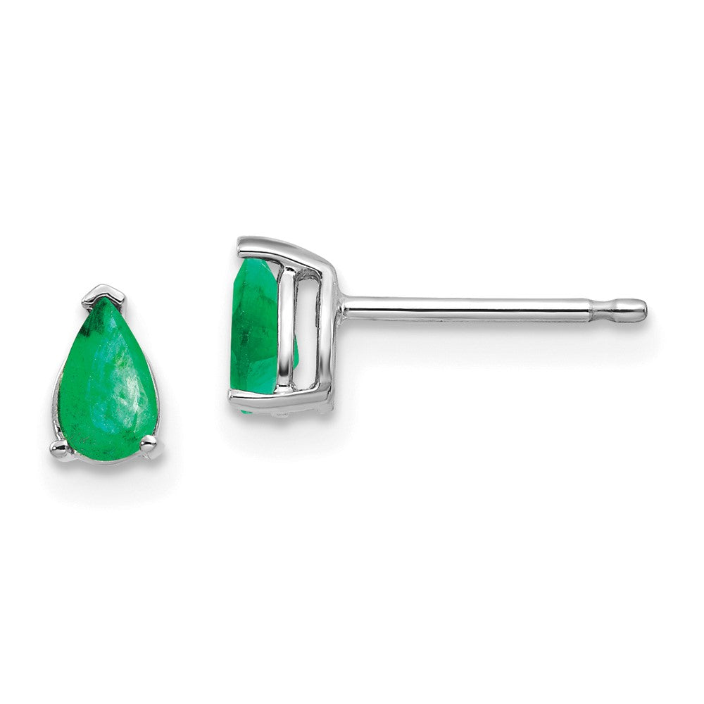 14K White gold;Post;Emerald