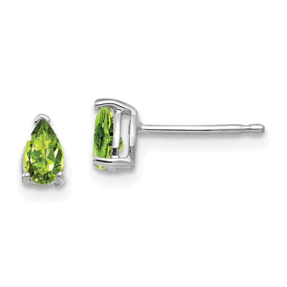 Polished;14K White gold;Post;Peridot
