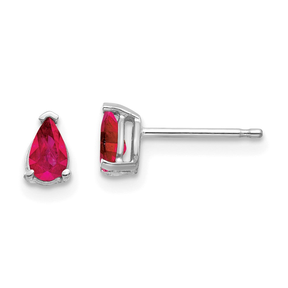 14K White gold;Post;Ruby