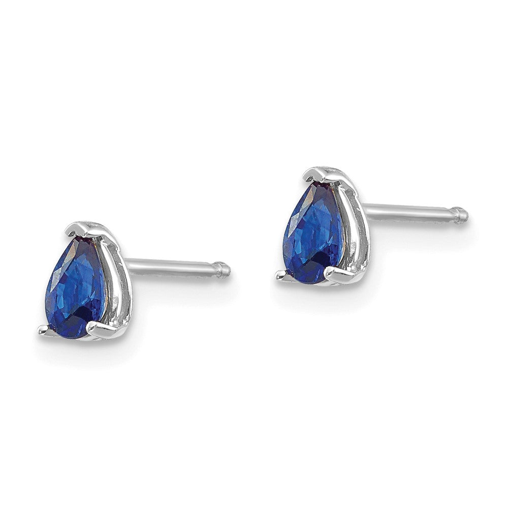 14k White Gold 5x3mm Pear Sapphire Post Earrings