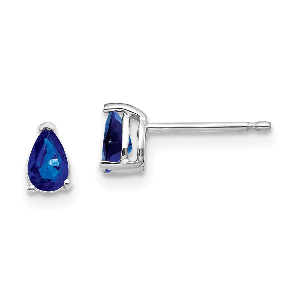 14K White gold;Post;Sapphire