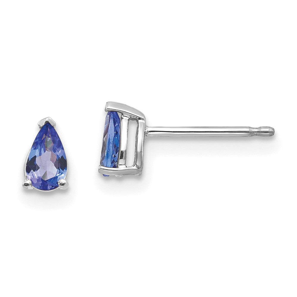 14K White gold;Post;Tanzanite