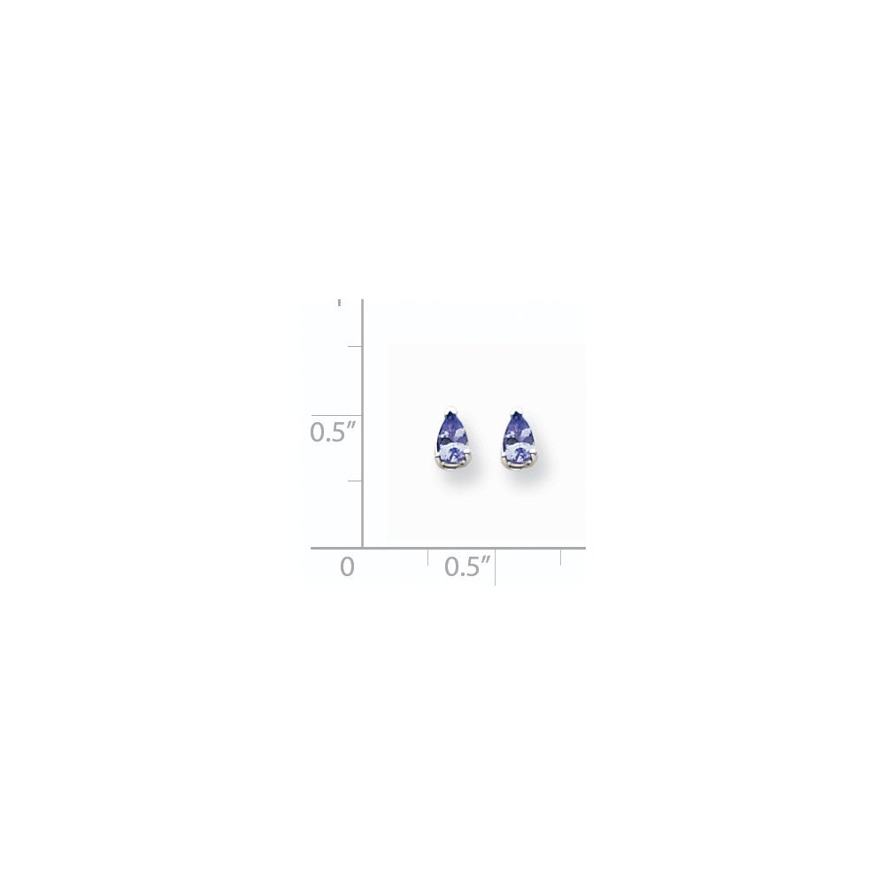 14k White Gold 5x3mm Pear Tanzanite Post Earrings