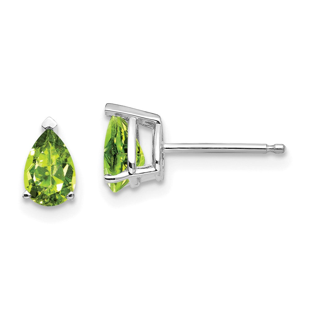 Polished;14K White gold;Post;Peridot
