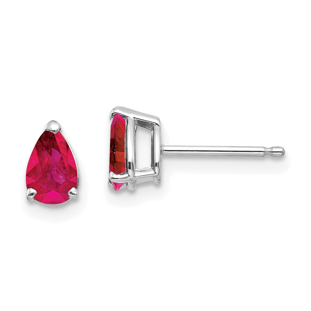 14K White gold;Post;Ruby