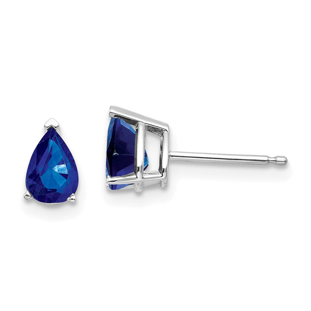 14K White gold;Post;Sapphire