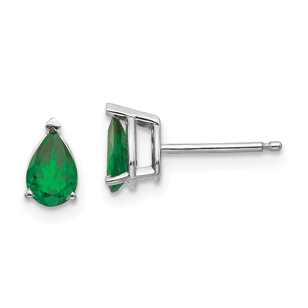 14K White gold;Post;Genuine;Tsavorite