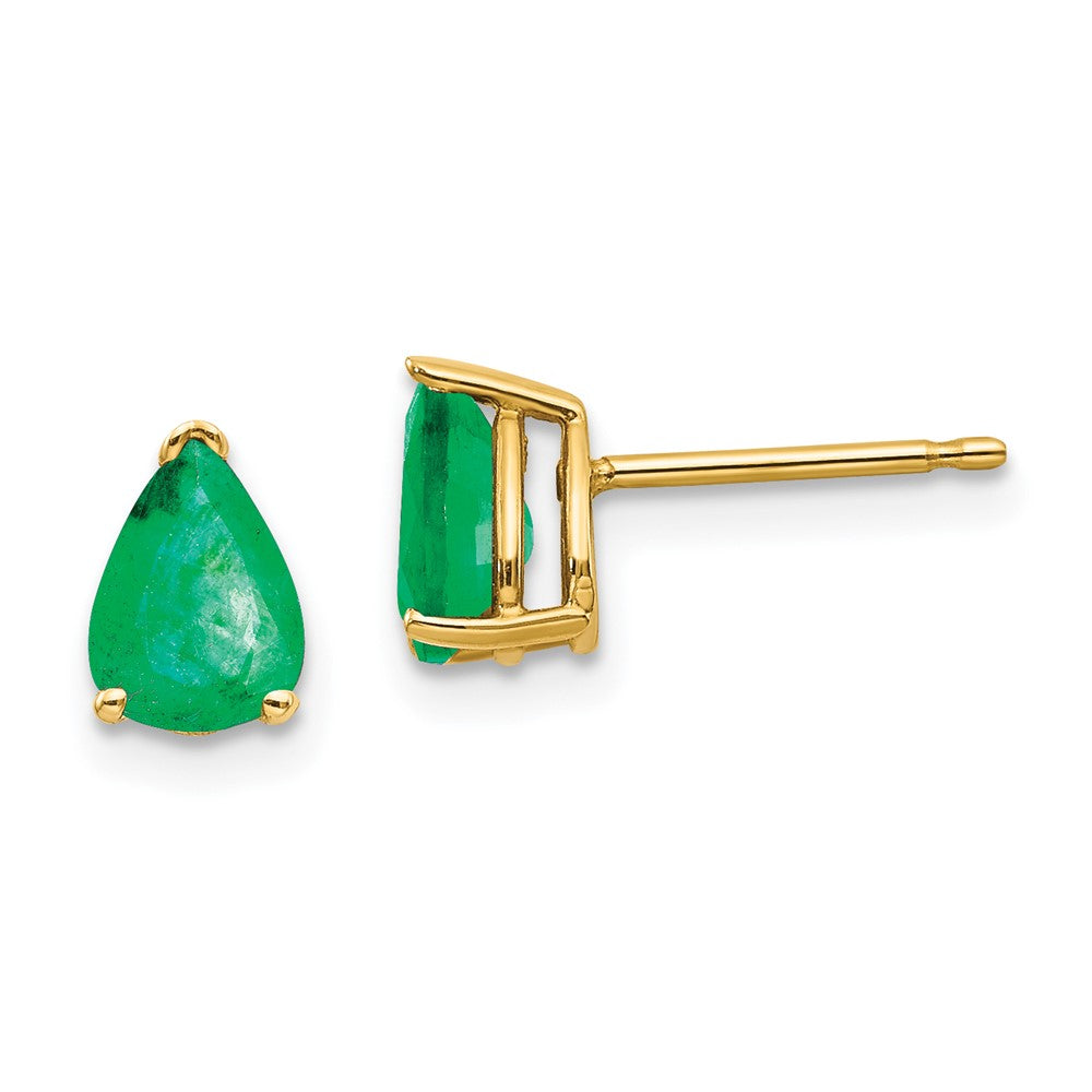 14k Yellow gold;Post;Emerald