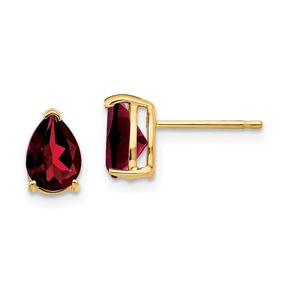 14k Yellow gold;Post;Garnet