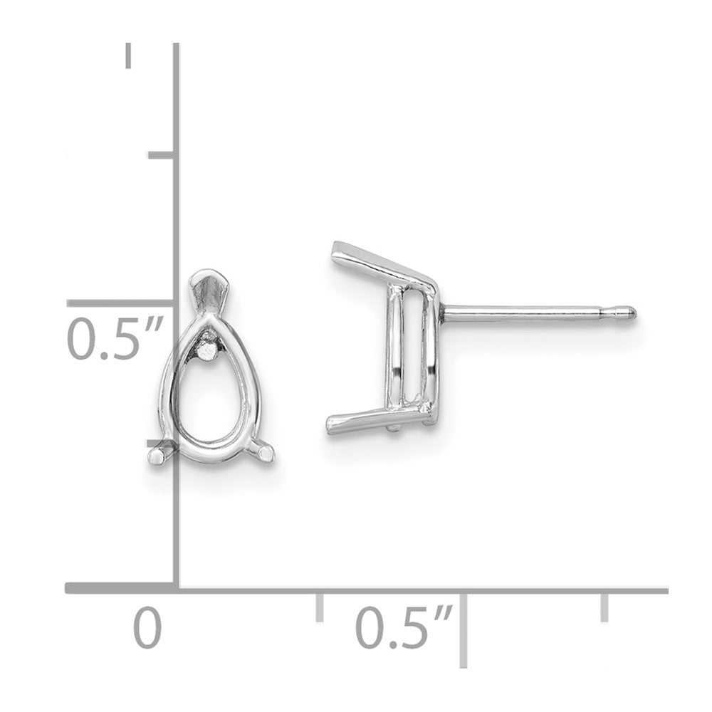 14k White Gold 7x5mm Pear Post Earring Mountings