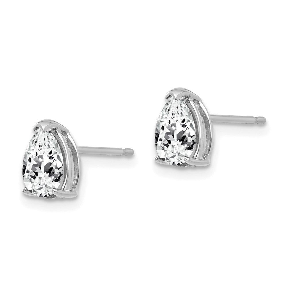 14k White Gold 7x5mm Pear Cubic Zirconia Post Earrings