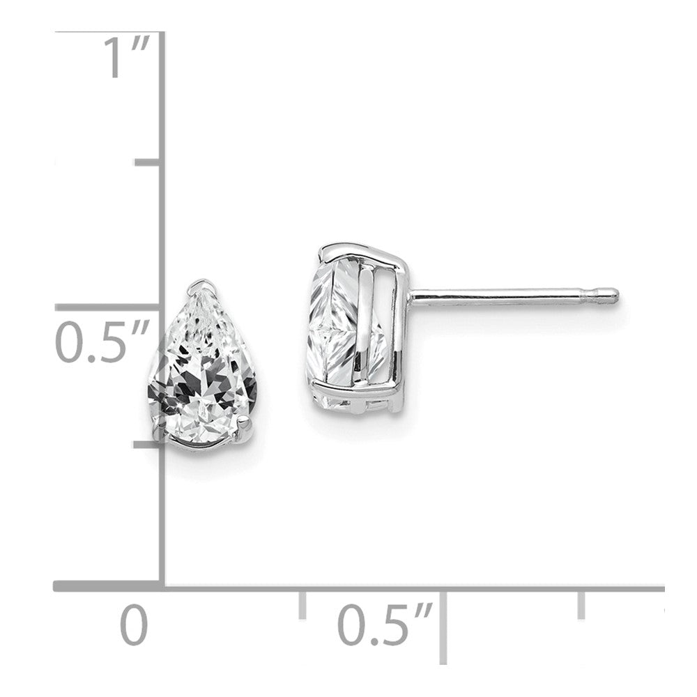 14k White Gold 7x5mm Pear Cubic Zirconia Post Earrings