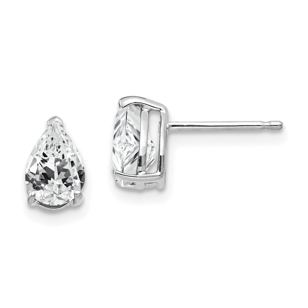 Polished;14K White gold;Post;CZ