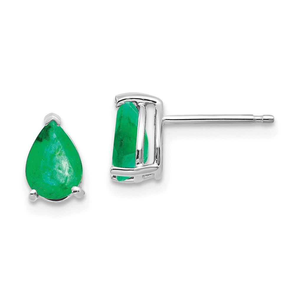14K White gold;Post;Emerald