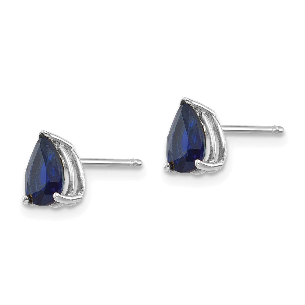 14k White Gold 7x5mm Pear Sapphire Post Earrings