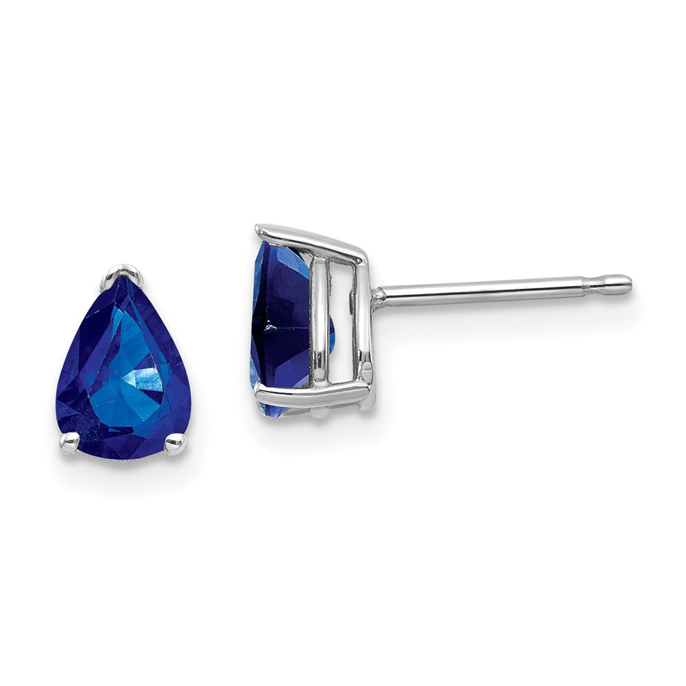 14K White gold;Post;Sapphire