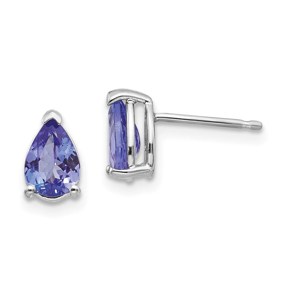14K White gold;Post;Tanzanite